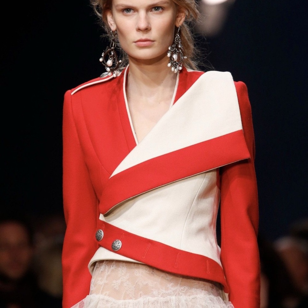$6500 SS16 Alexander McQueen Crossover Button Up Blazer